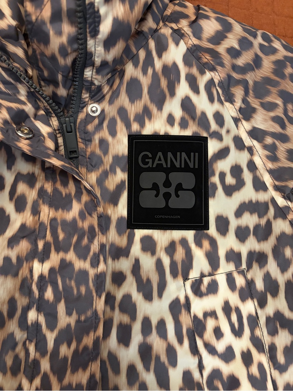 GANNI Leopard Print Nylon Parka Coat Maxi Hooded. Sz S/M - NEW! - Picture 6 of 11